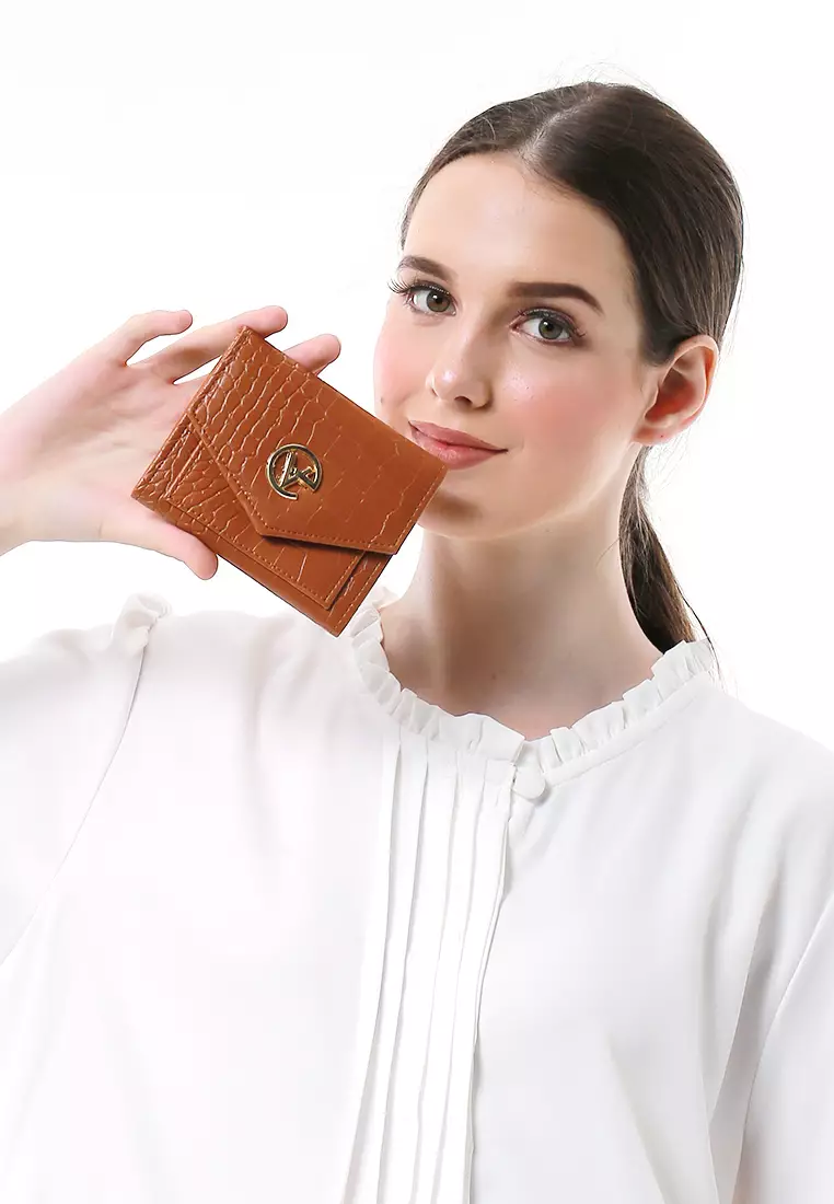 Fauzia Dompet Wanita Mini Motif Croco Premium Quality - Brown