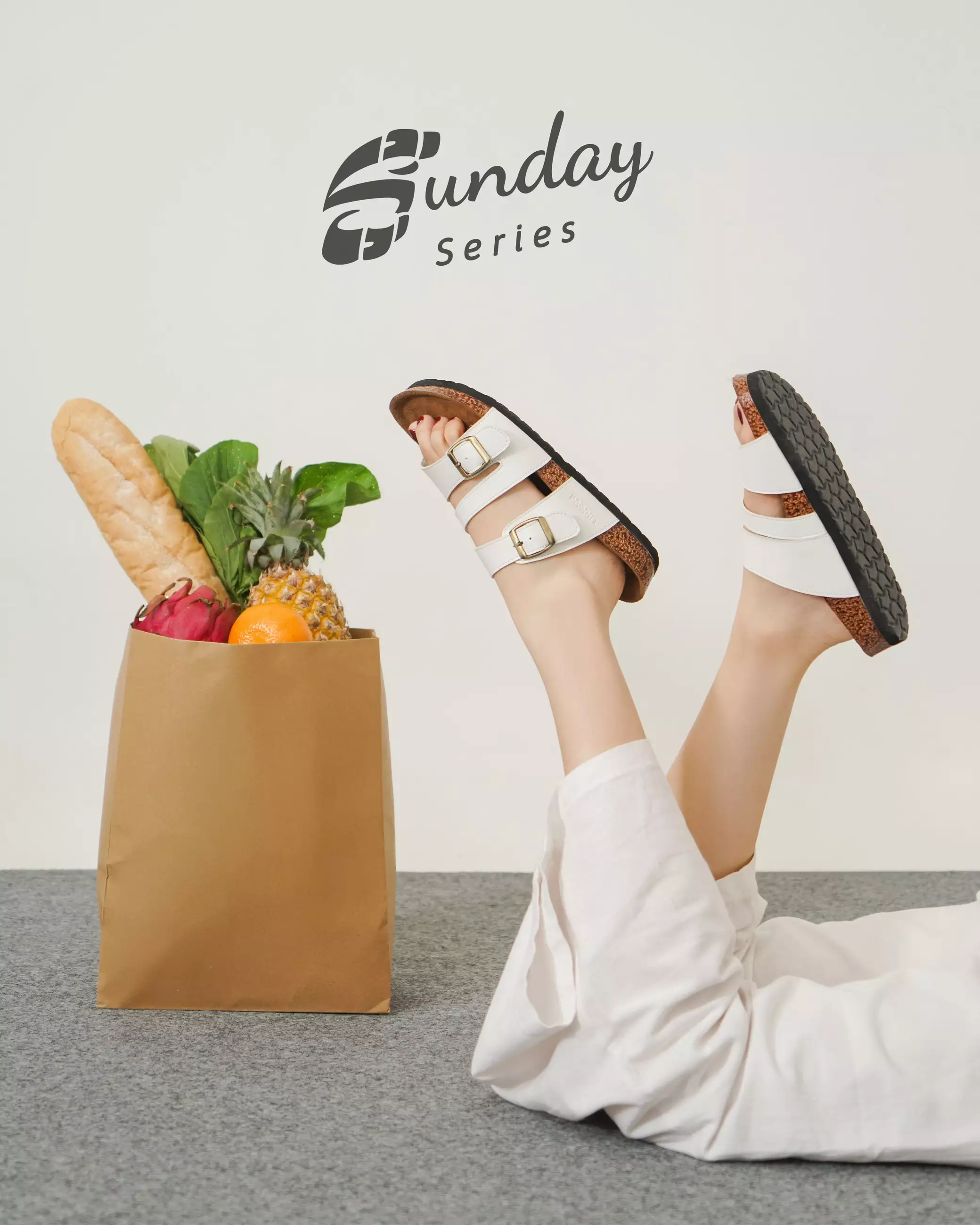 Urnam Sandal Wanita Marhadi Slide Strap Nyaman Kasual Sunday Series - White