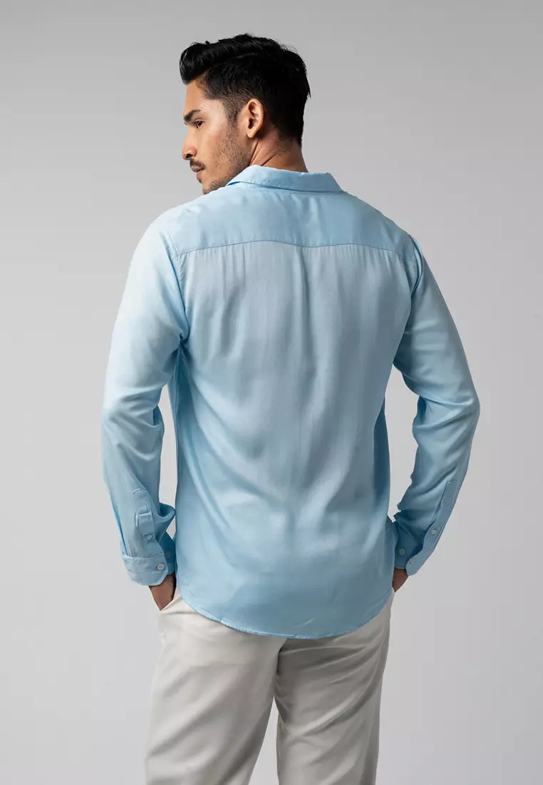 Viscose Soft Blue LS Casual Shirt