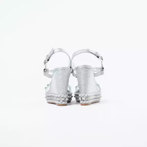 Sepatu CL CHRISTIAN LOUBOUTIN PYRACLOU 11CM SILVER SPIKE WEDGES 100% ORIGINAL