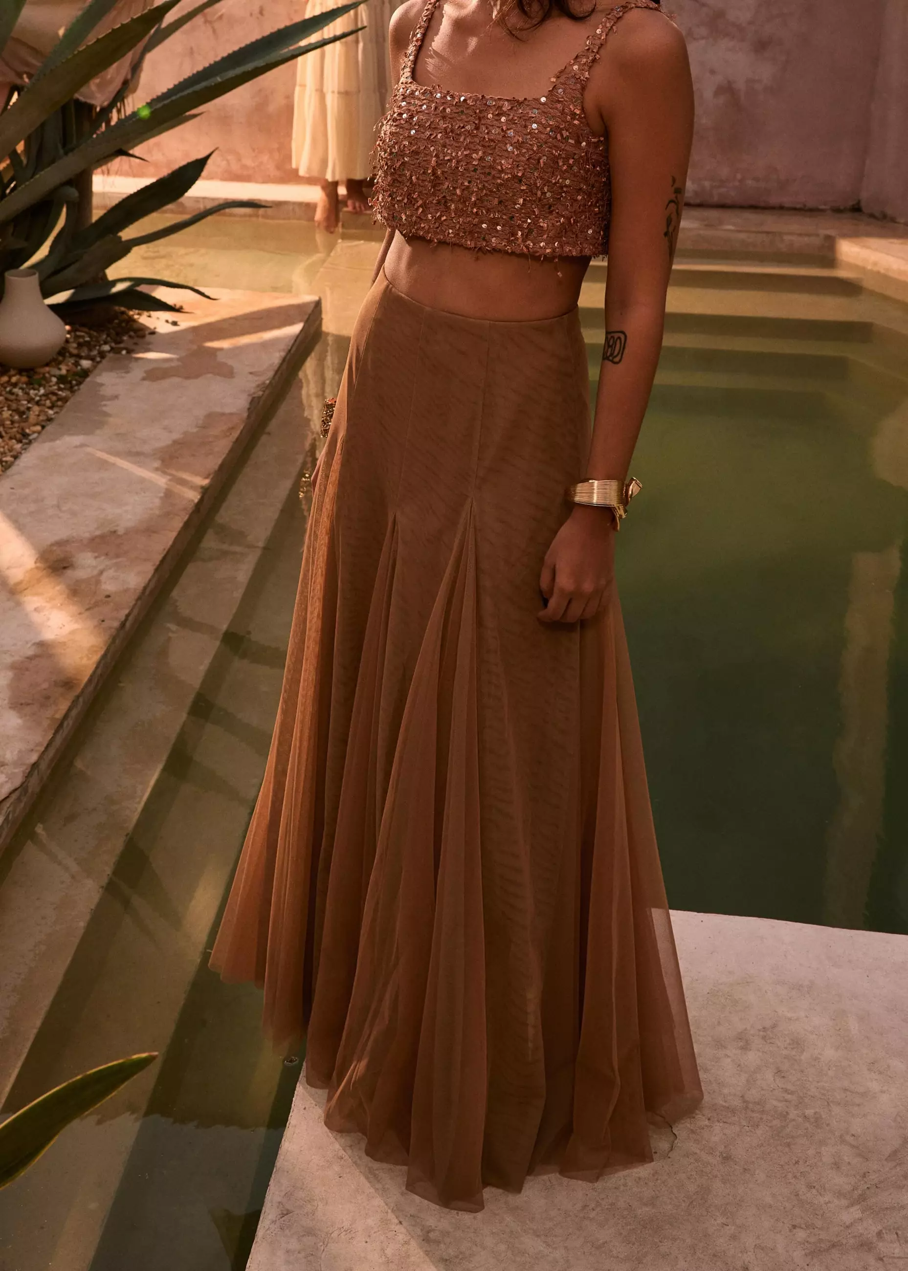 Atasan Wanita - BraFree by LB Sequin Square Neck Crop Top