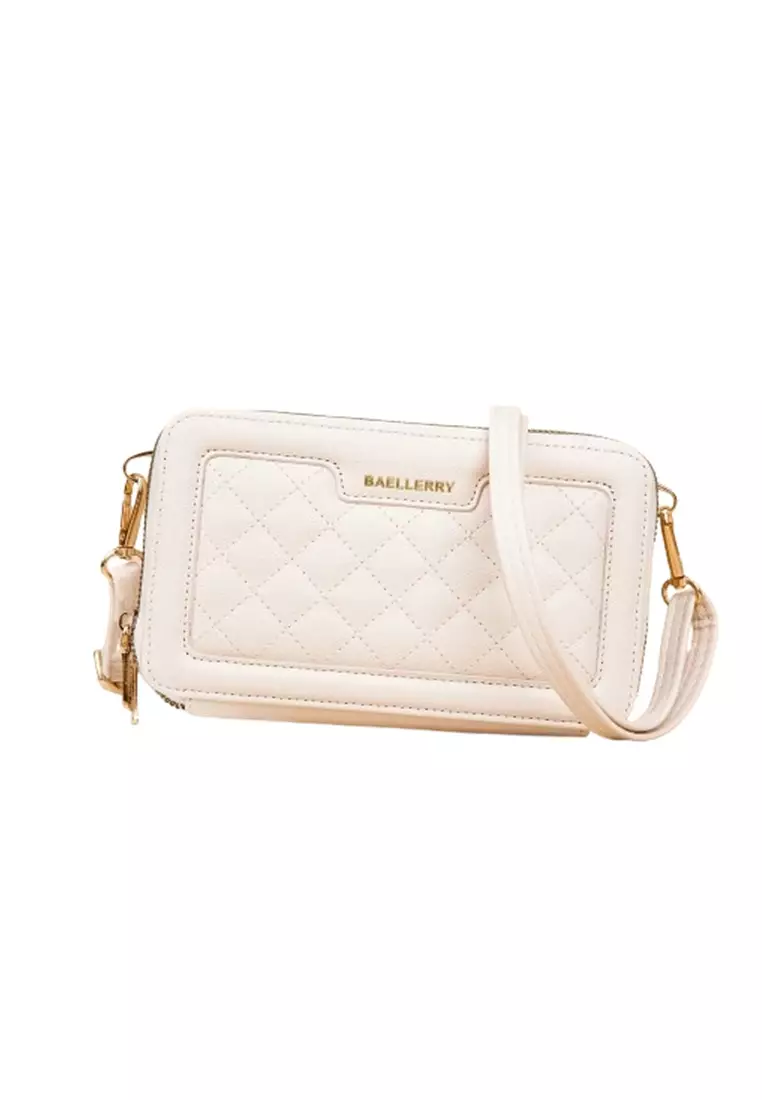 Tas Selempang Wanita 2 IN 1 Dompet Handphone Bahan Kulit PU Leather Premium ORIGINAL - Beige