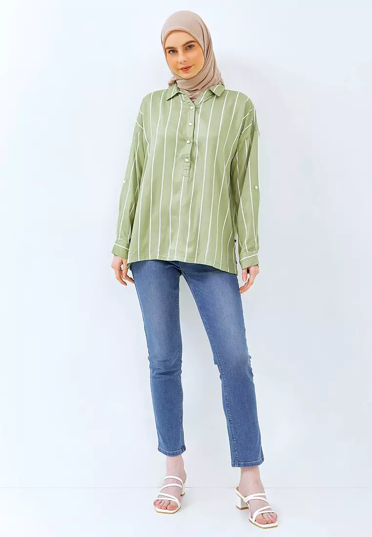 Flamoush Jezera Green Kemeja Casual Wanita