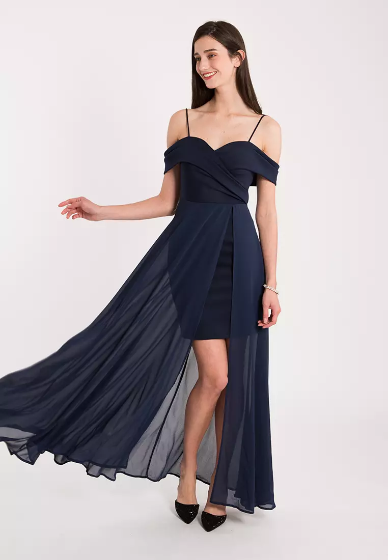 sachin and babi light blue dress List based in Rome, Italy | Chiffon Maxi Party Dress with Off-Shoulder  Floral Design main image 0