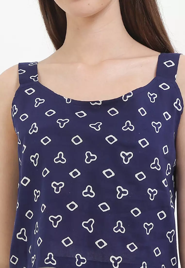 Sleeveless Inner Top Atasan Wanita Basic Jumputan Navy