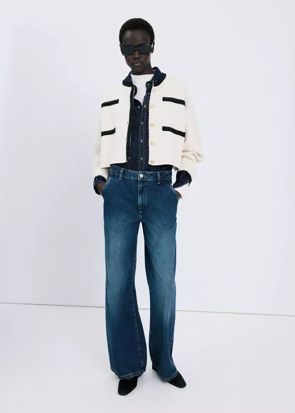 Cardigan ribbed kontras