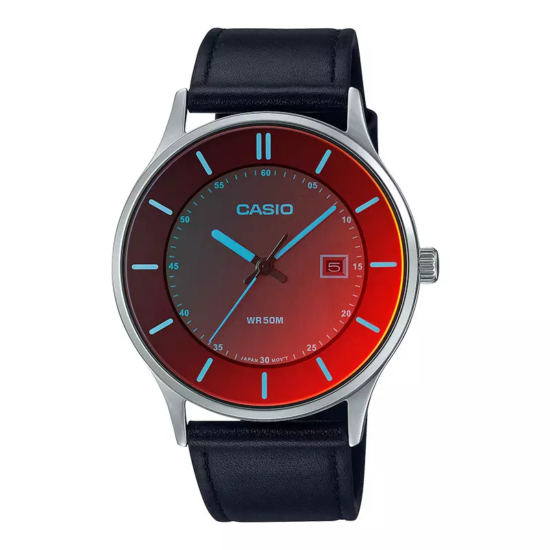 Jam Tangan Pria Casio General MTP-E605L-1EVDF Enticer Men Dual Tone Dial Black Leather Band