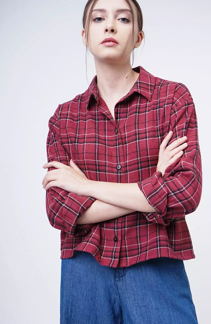 Kemeja Wanita Andira Red Black