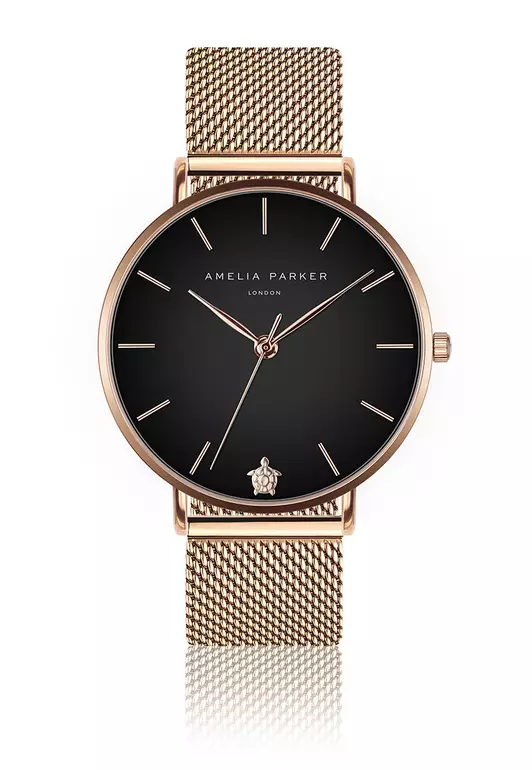 Amelia Parker Midnight Moon Rose gold Mesh women watch