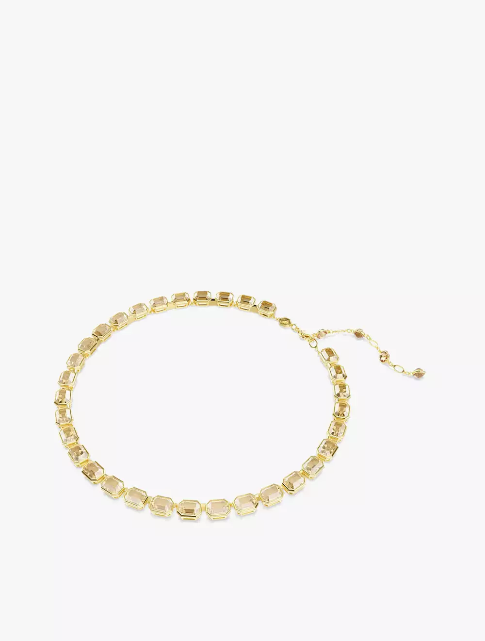 Millenia Tennis necklace, Octagon cut, Yellow, Gold-tone plated