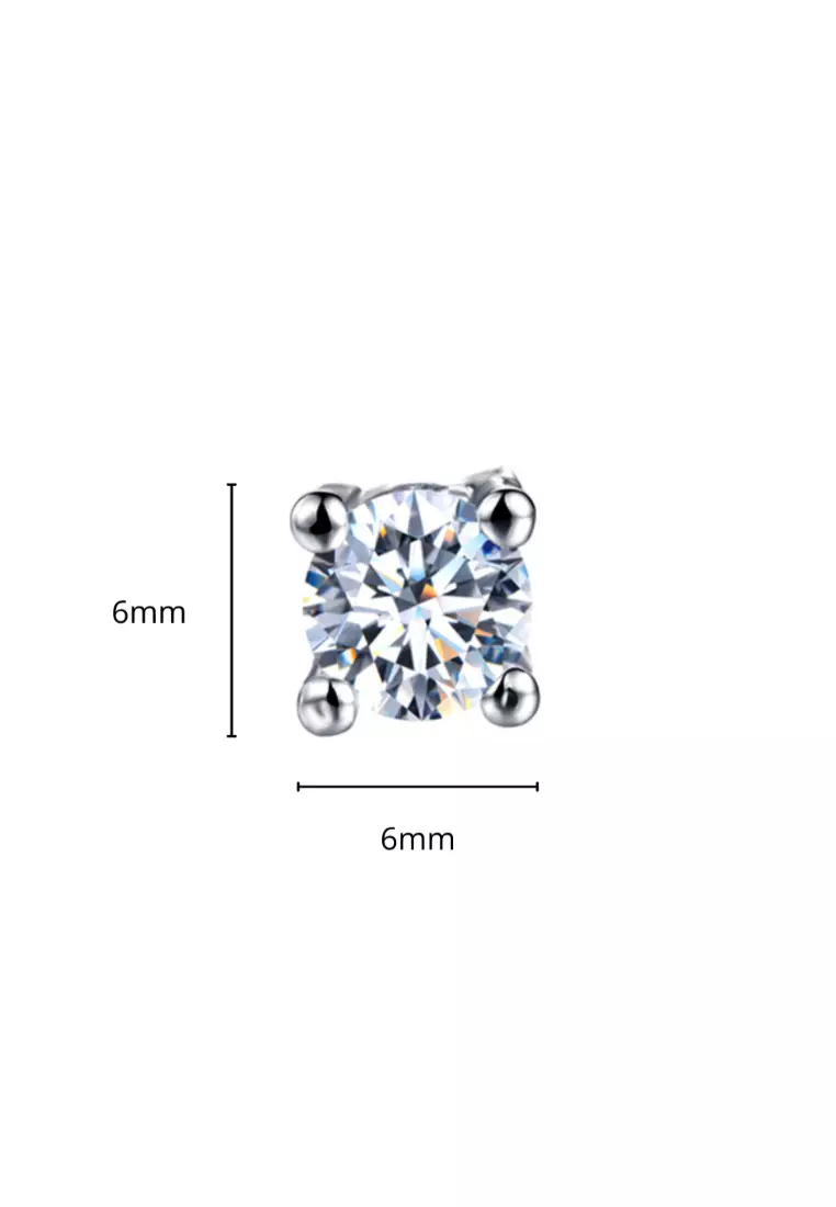 BULLION GOLD Classic 4 Prong Studs-White Gold/Clear