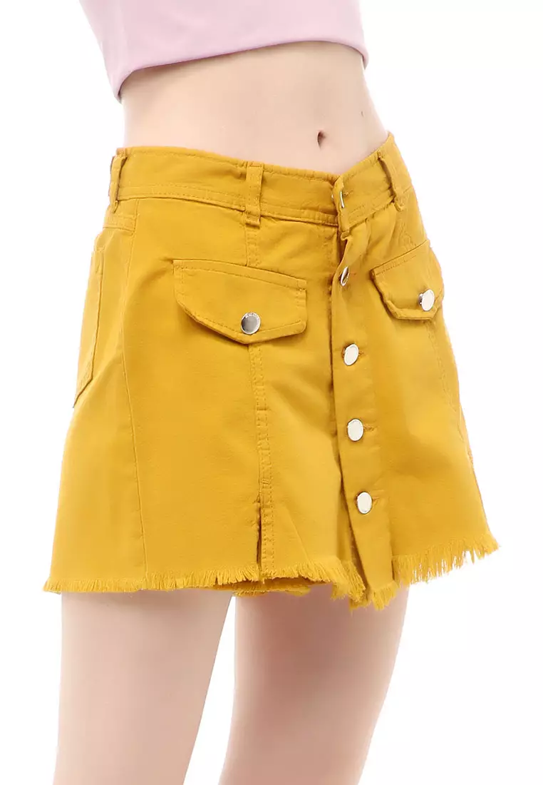Madoc Short Skirt Pants Rok Celana Pendek Kasual Wanita Stylish Material Denim ORIGINAL - Yellow