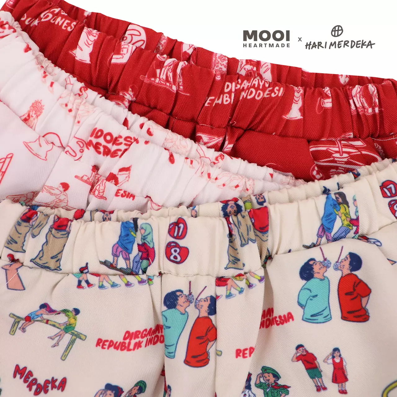 Mooi x Hari Merdeka 17 Agustus Kaos Kemerdekaan Setelan Anak Pocket Tee Set Kemerdekaan - Red-Cream