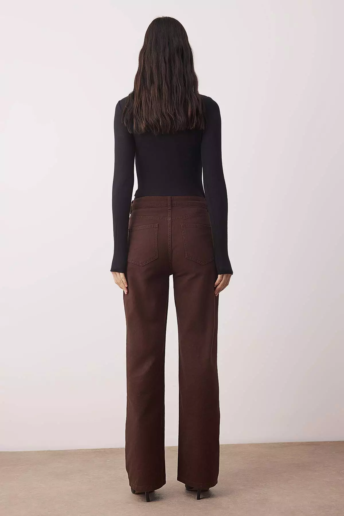 Brown Stone High Waist Wide Leg Jeans Twoaw23Je442