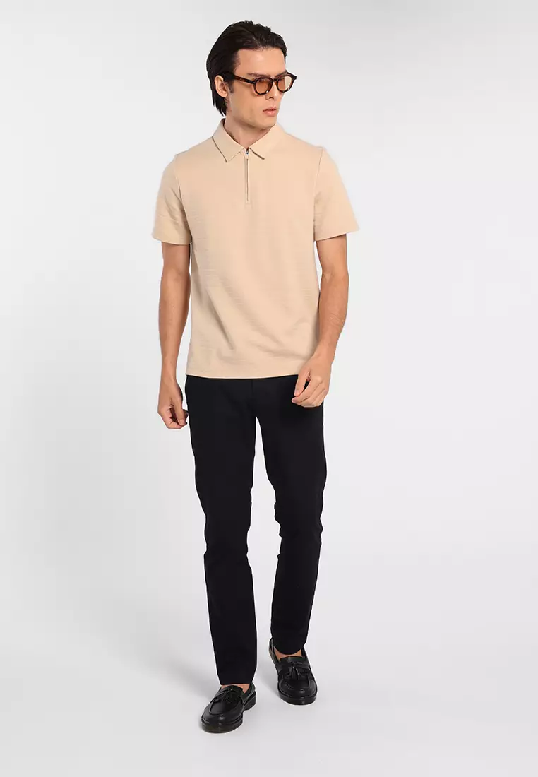 MANZONE - Kaos Polo Lengan Pendek Pria Grom 05 Slim Fit - Khaki Warna Khaki