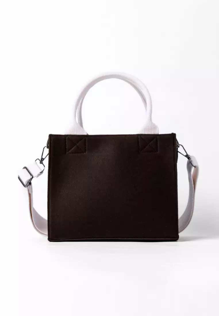 Tas Selempang Sling Bag Wanita Bahan Kanvas Penutup Resleting Rana Series Coklat Tua