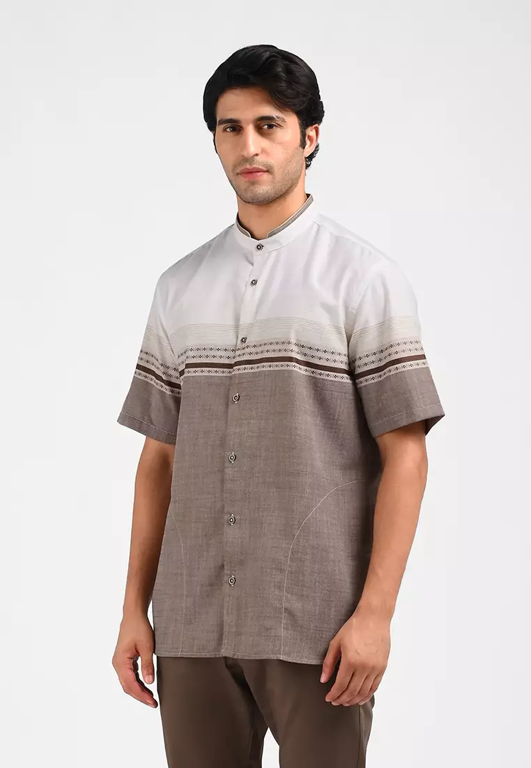 MOC Kemeja Koko Lengan Pendek Pria FIKAR-WHITE