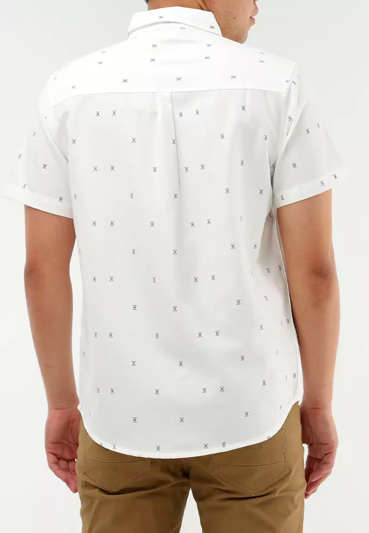 Woven Printed Oxford Short Sleeve Polo