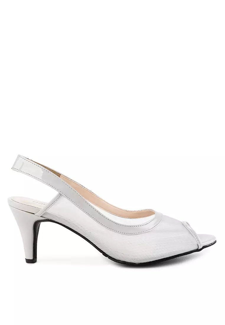 Daisy Sepatu  Sandal Wanita Mesh hak 7 cm - Grey