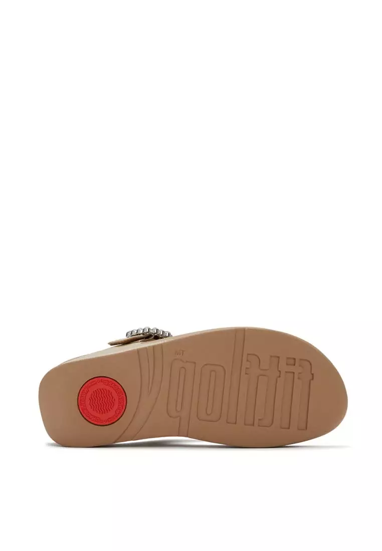 FitFlop LULU Crystal-Buckle Leather Toe-Post Sandals - Cappuccino (E1D-923)