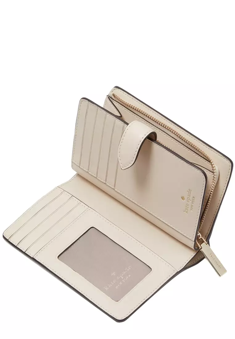 Kate Spade Signature Spade Flower Medium Compact Bifold Wallet in Dark Mushroom Cap Multi KG488