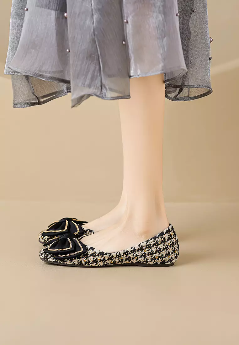 Bowknot Decoration Satin Ballerinas WW689-2