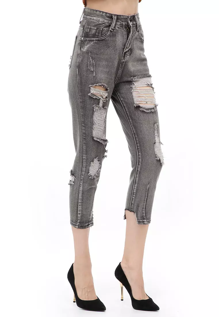Jourel Long Pants Celana Panjang Ripped Jeans Wanita High Waist Material Denim ORIGINAL