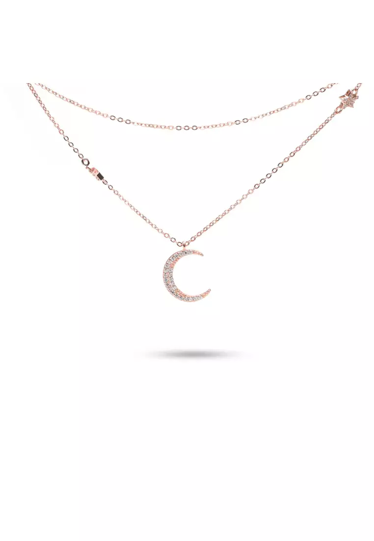 Gold necklace hotsell moon and star