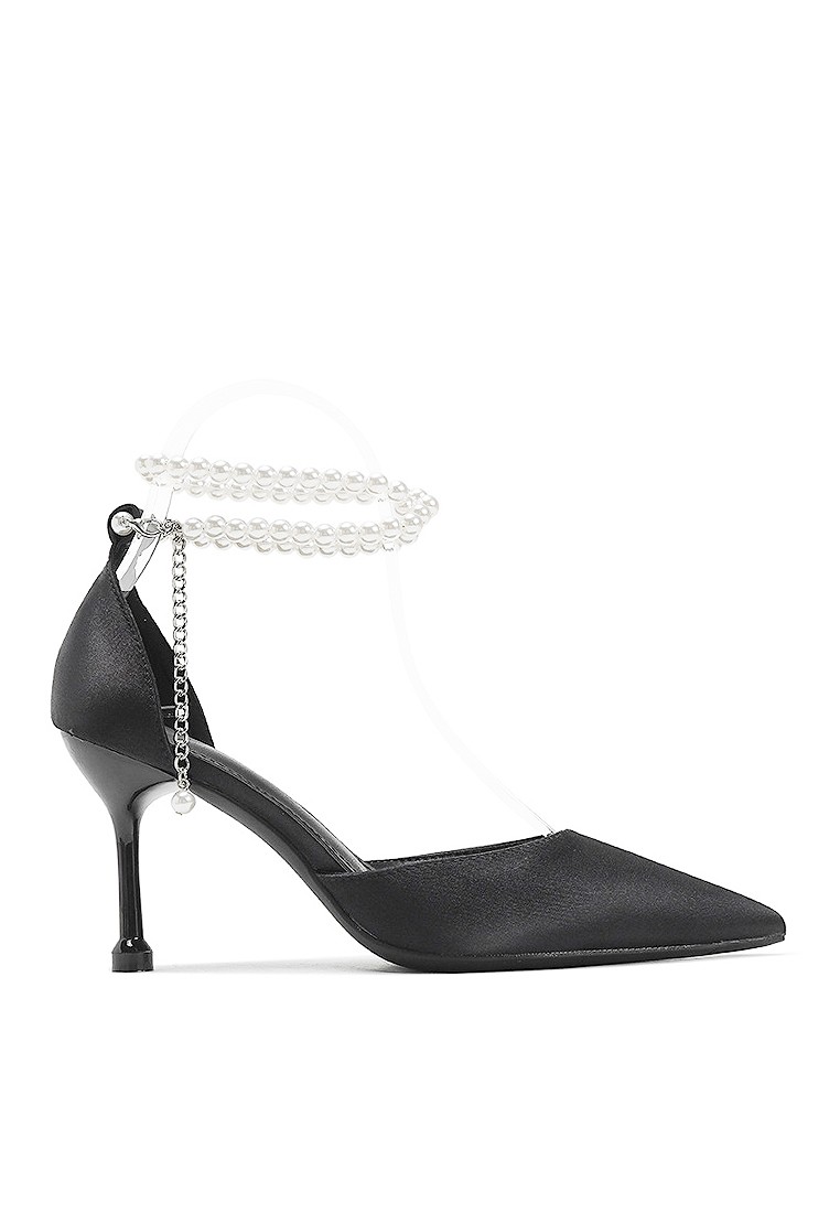 VANSA 8cm Faux Pearl Chain Wedding Heeled Sandals VSW-P13