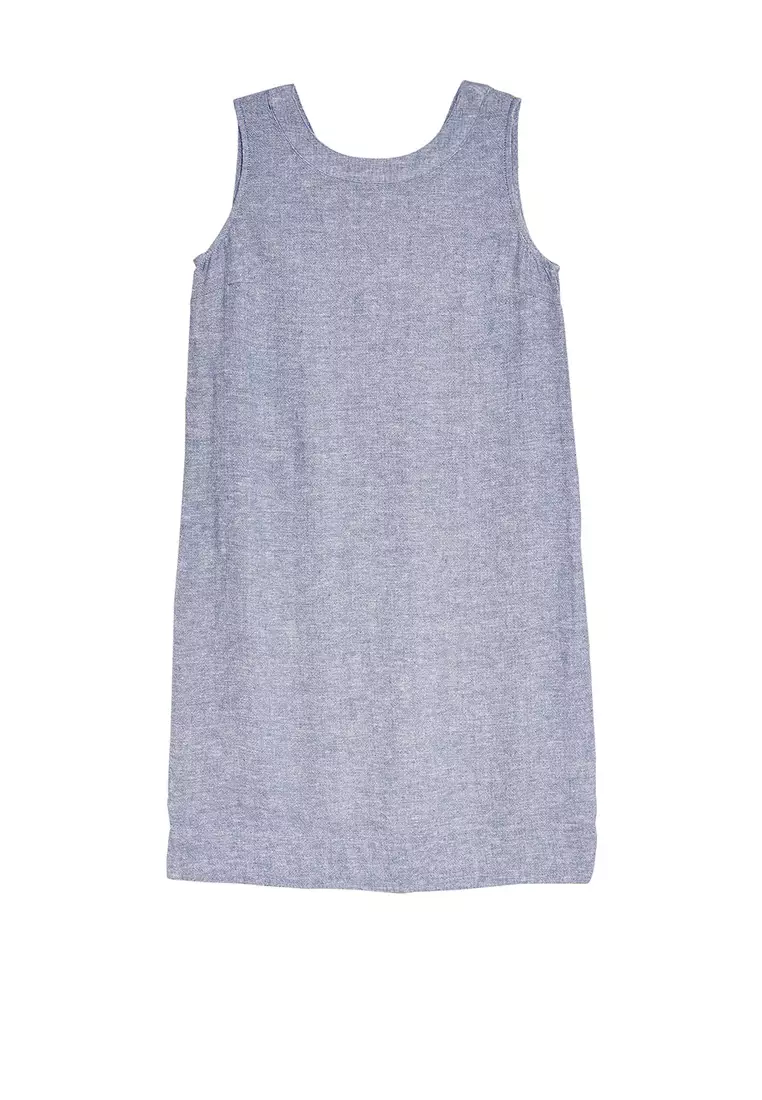 Linen Rich Knee Length Shift Dress