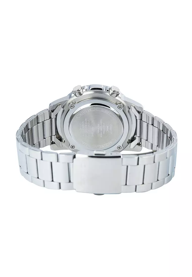 Men Analog-Digital Sport Watch AMW-880D-9AV Silver Stainless Steel Strap