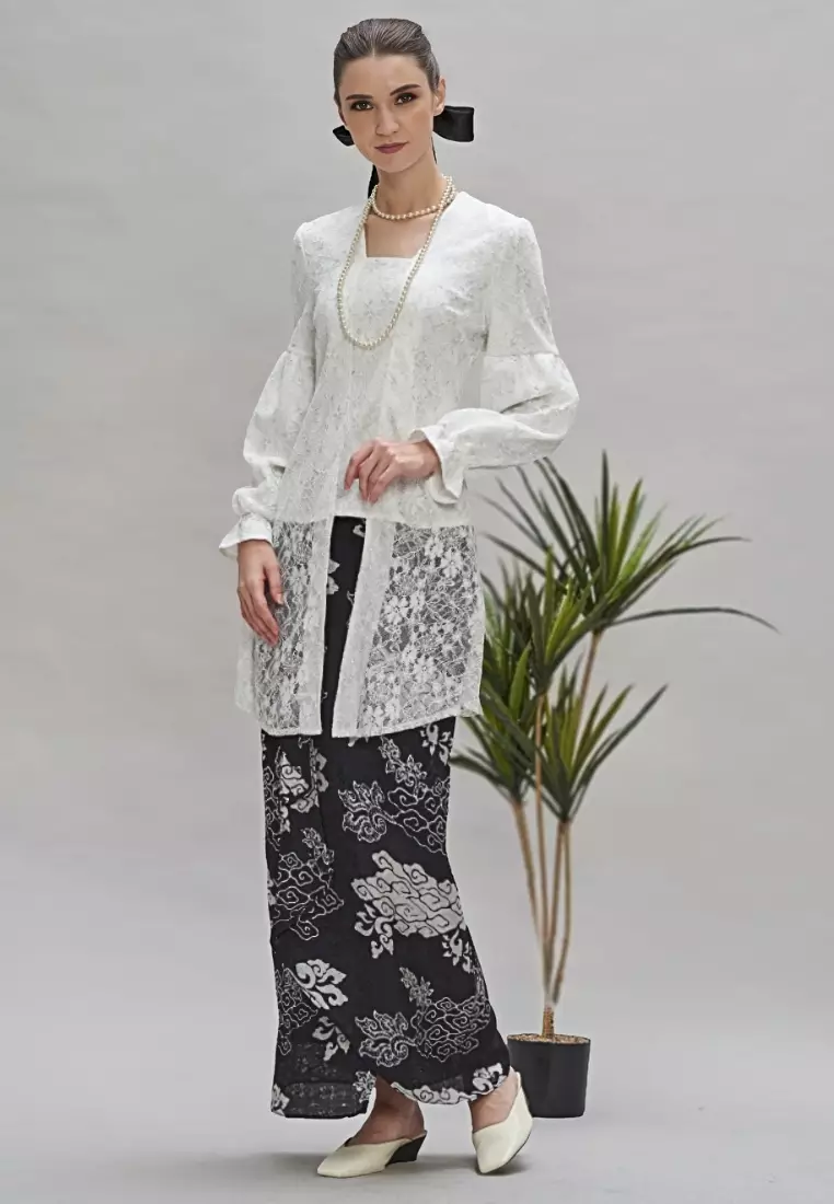 Buy Loveaisyah White Long Lace Kebaya Black Premium Batik