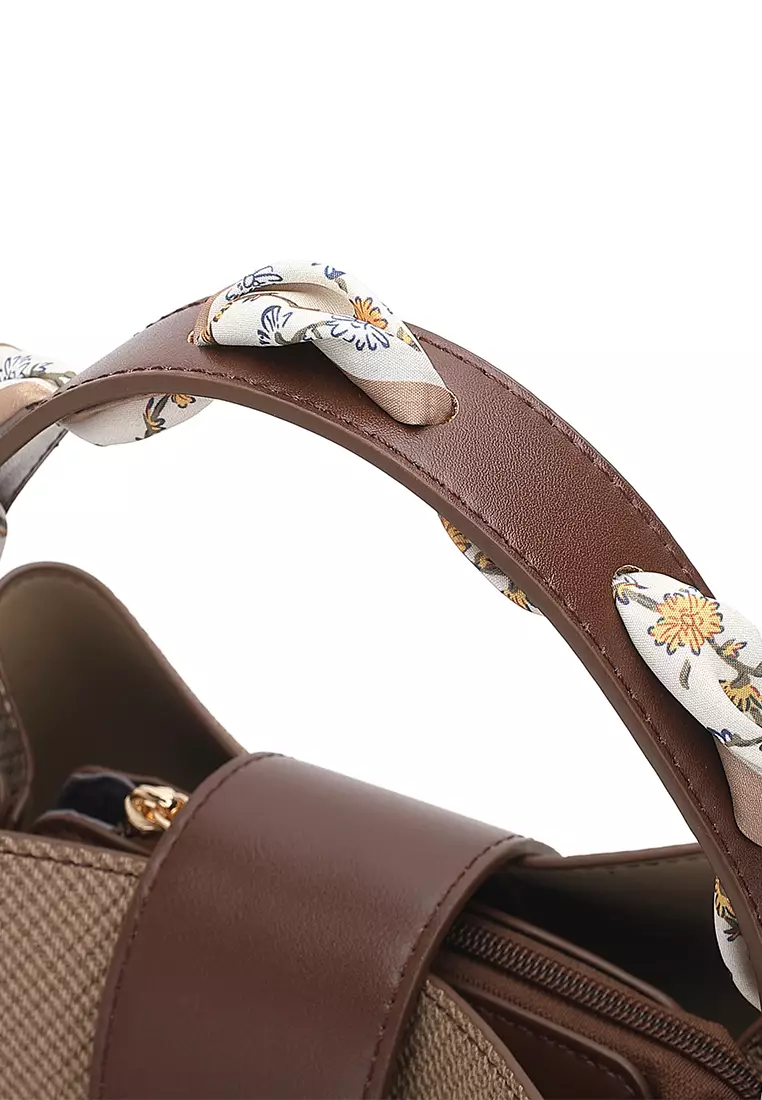 Women's Top Handle Bag / Sling Bag / Crossbody Bag / Shoulder Bag (Tas Tangan Wanita / Tas Selempang Wanita / Tas Bahu Wanita) - Cokelat