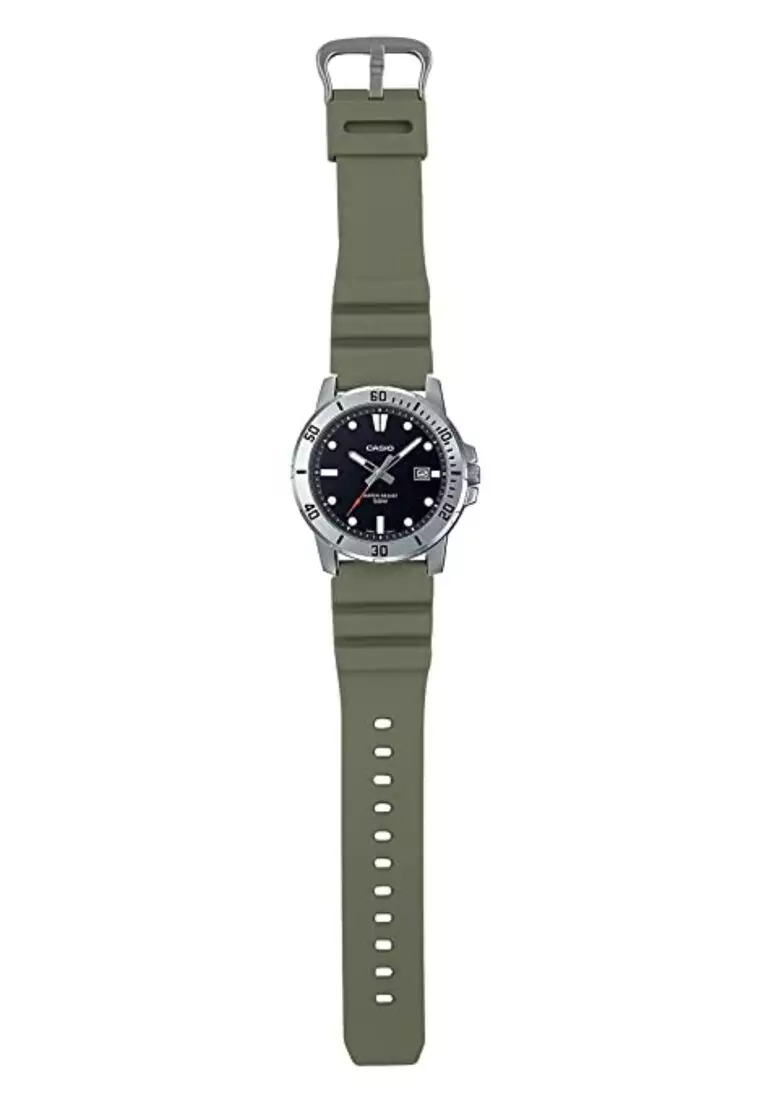 Men's Analog Watch MTP-VD01-3EV Army Green Resin Band