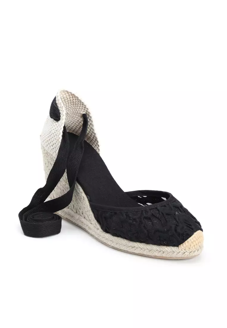 9CM Lace Up Mesh Wedge Espadrilles HB105