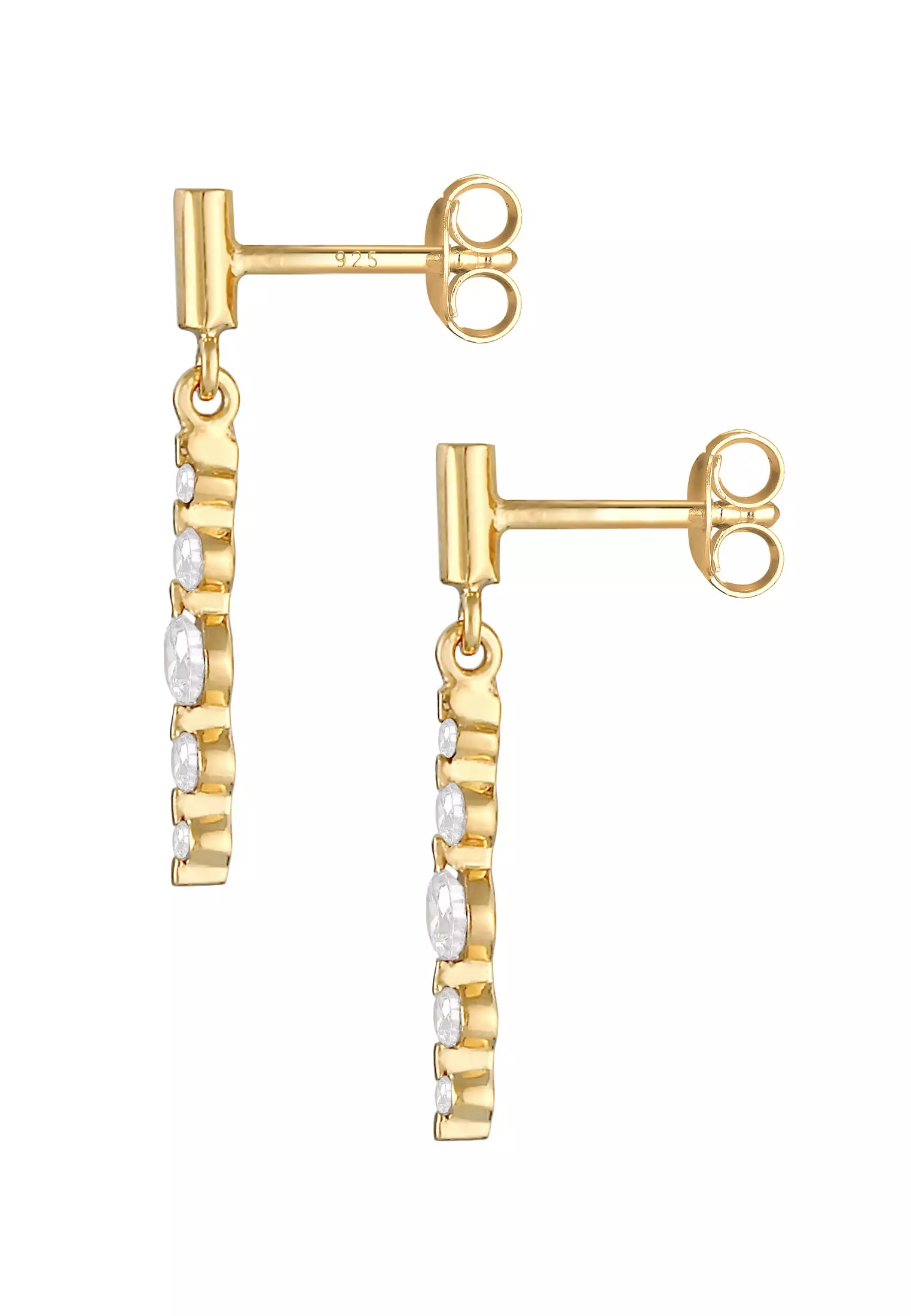 Earrings Stud Classic Glamour Cubic Zirconia Stones Gold Plated