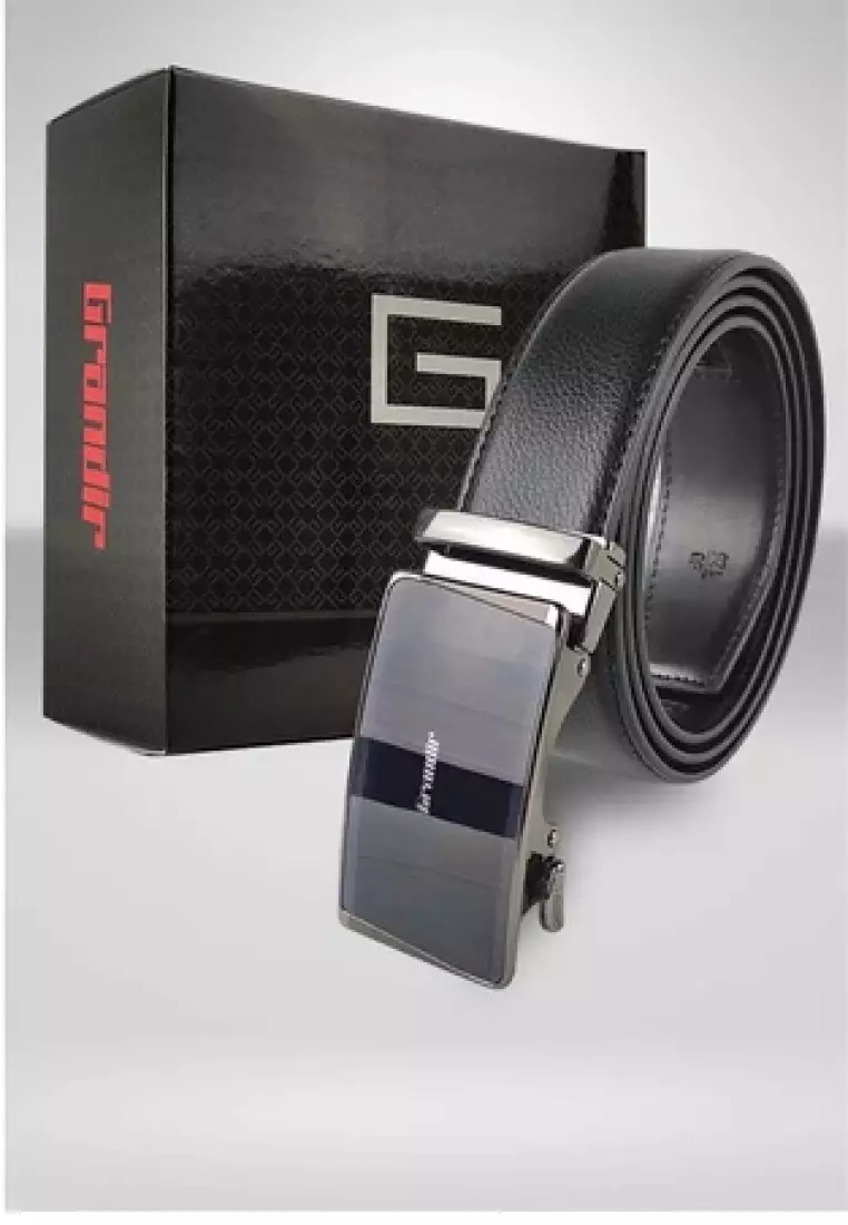 Grandir Ikat Pinggang Pria Kulit Sintetis Premium Sabuk Gesper Branded Impor Men Belt A 0911718001BLA