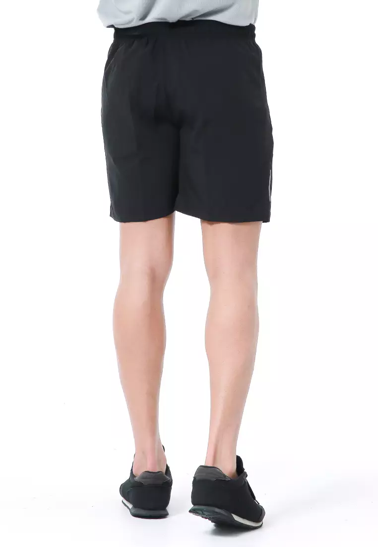 Halburt Celana Pendek Olahraga Pria Motif List Bawah Short Pants Simple Material Parasut ORIGINAL - Black