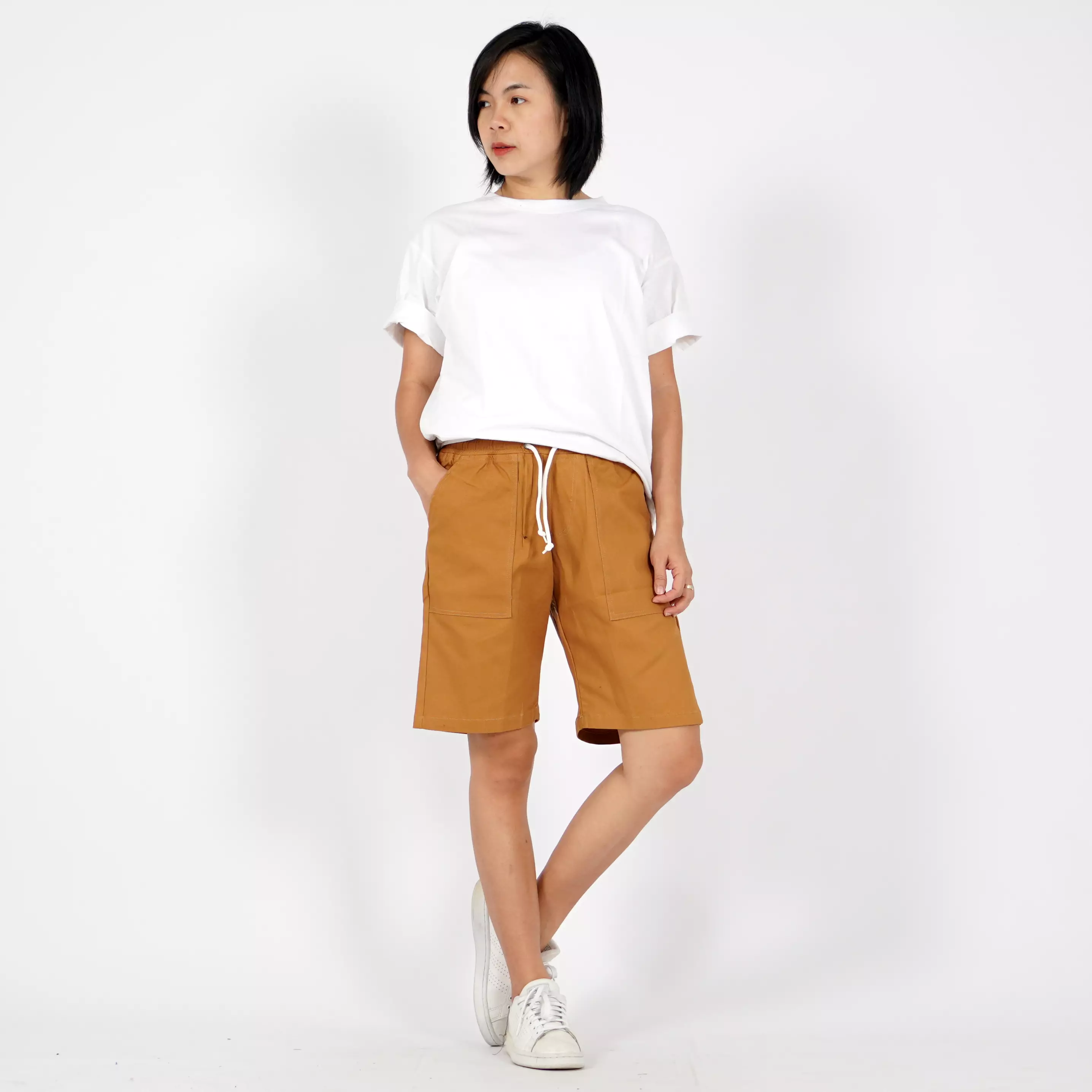  GWEN Celana Chino Pendek Celana Pendek Wanita Celana Santai - CARAMEL