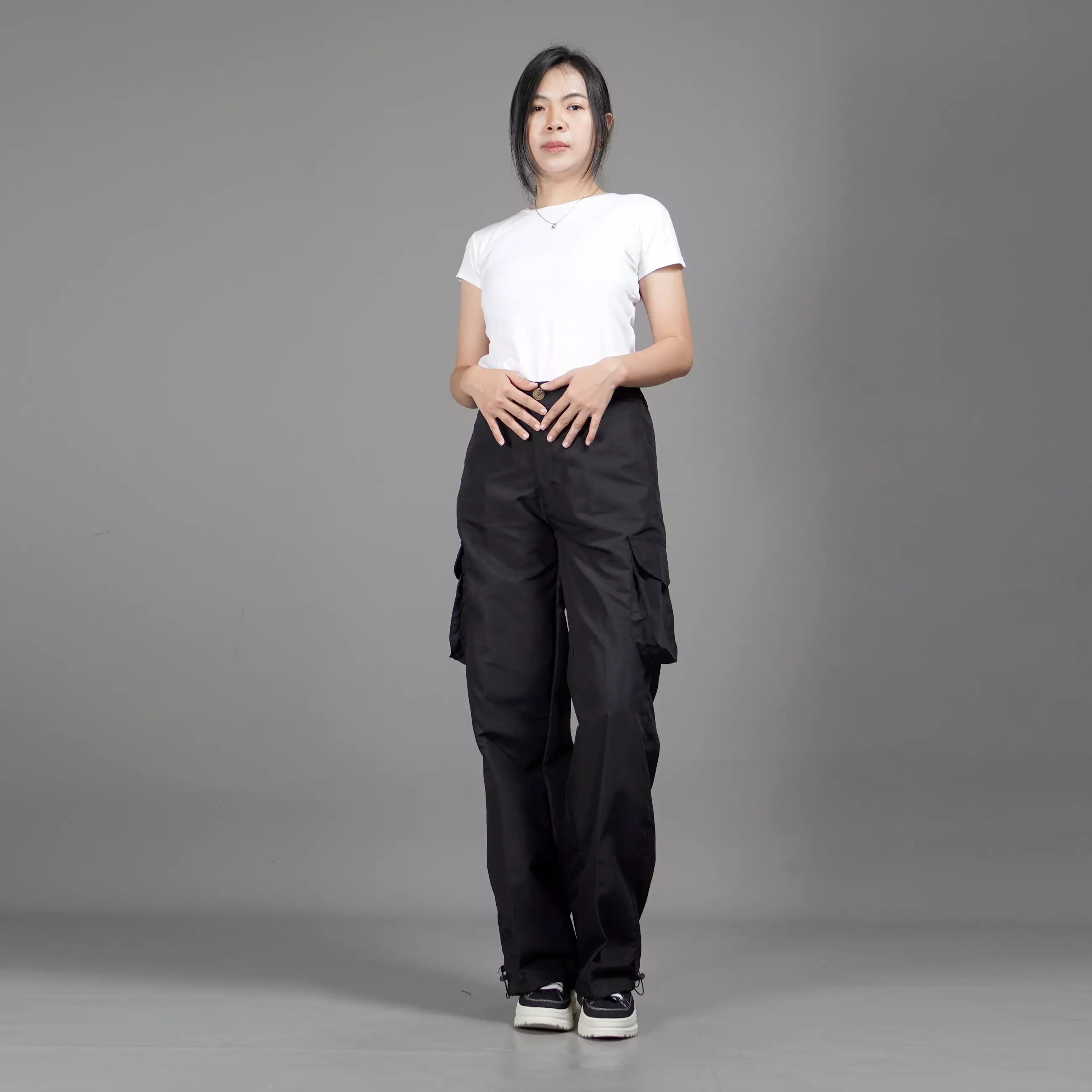  REGINA Celana Kargo Wanita Panjang Celana Kargo Parasut - HITAM