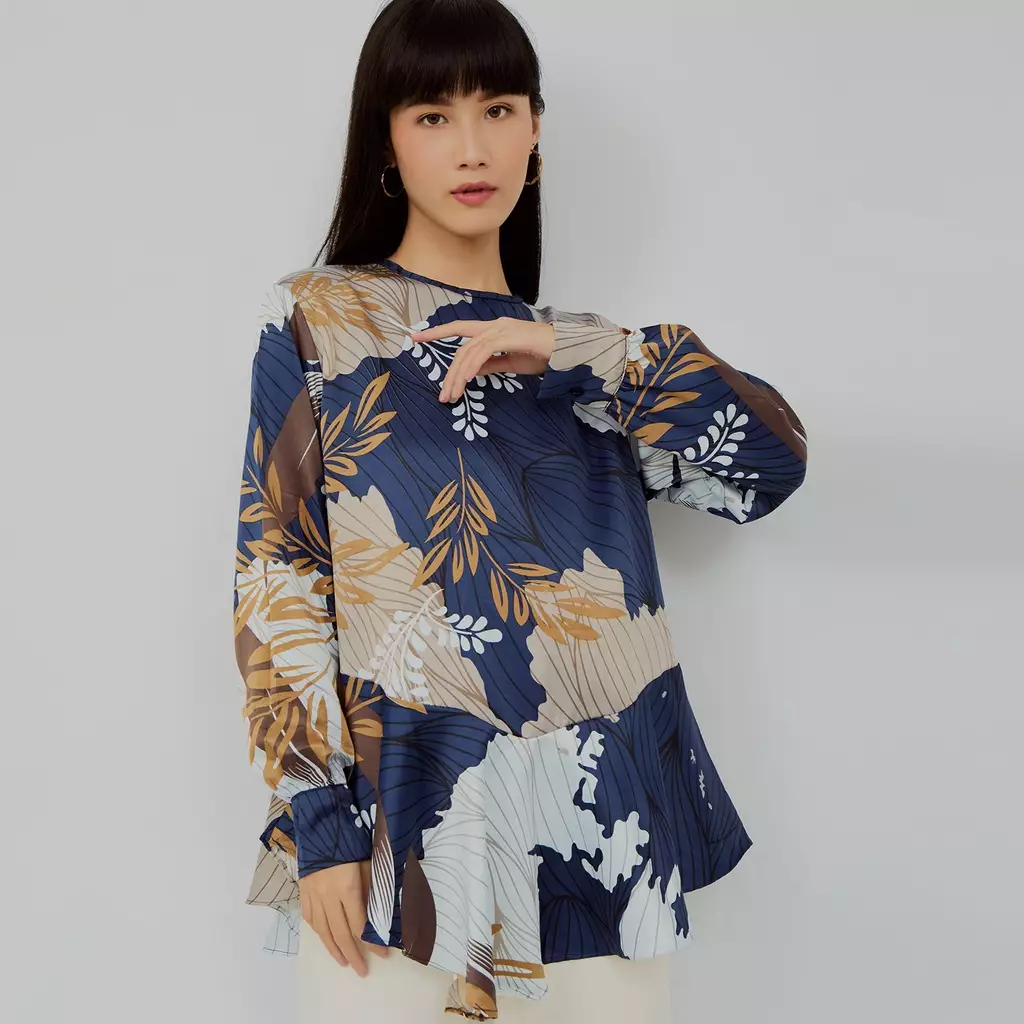 Rabeena by Mayonette Umaiza Top - Baju Atasan Wanita Terbaru Blouse - Navy