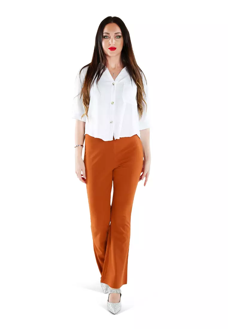 Brown Flared Cut Trousers