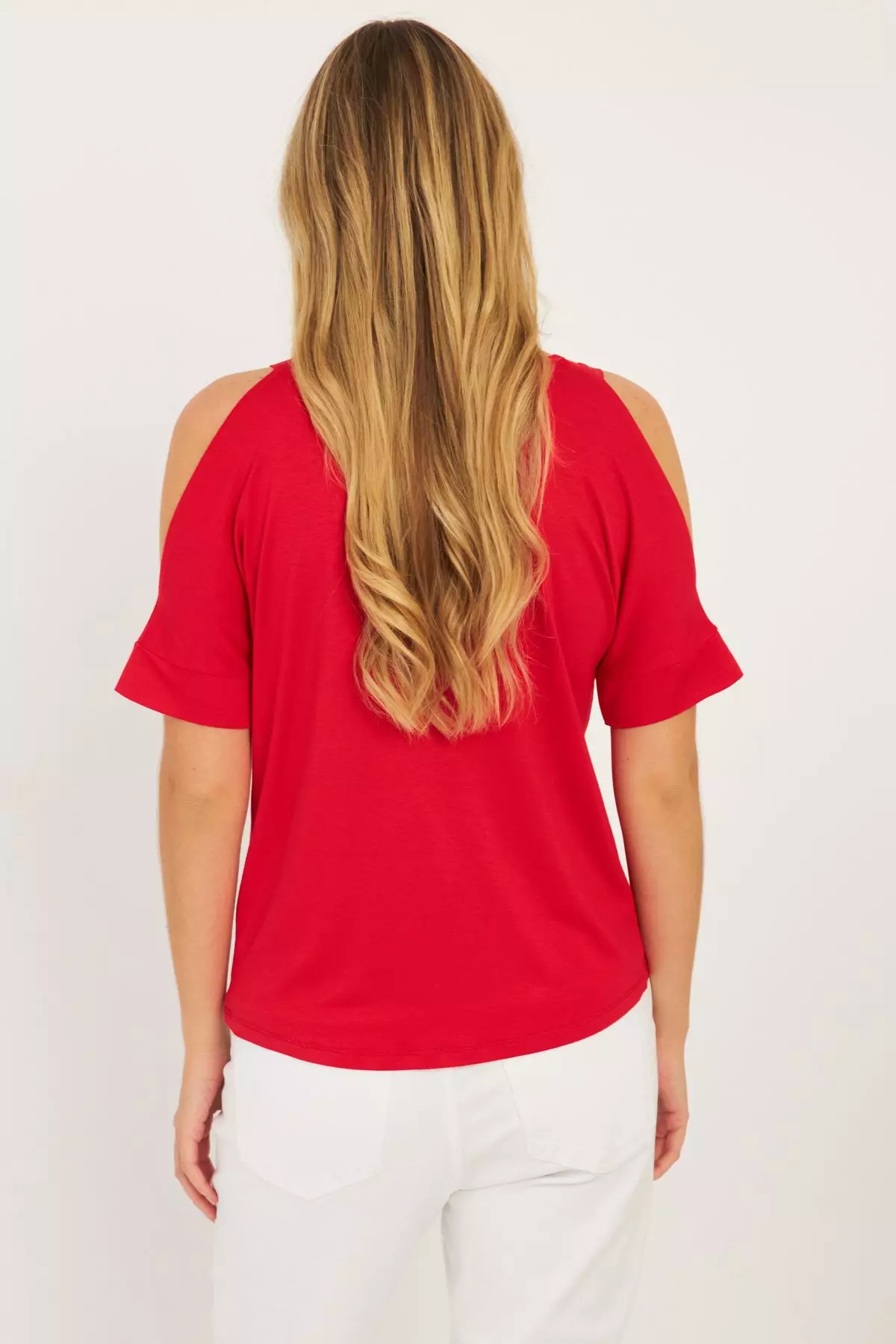 V-Neck Cold Shoulder Blouse