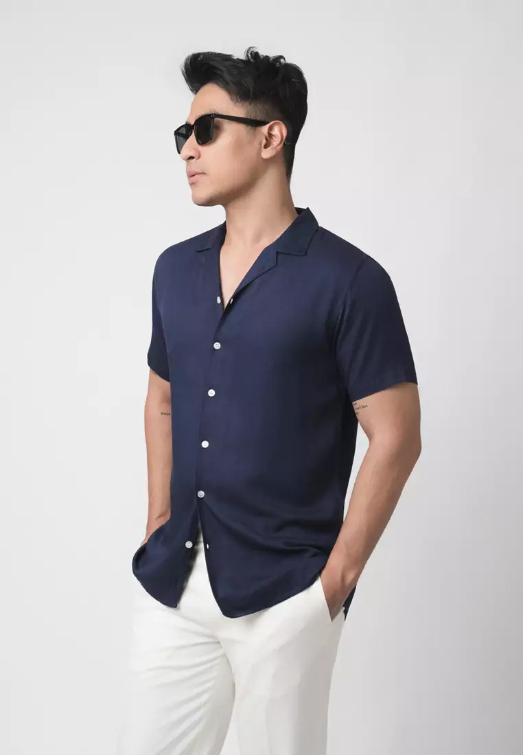 Cuban Solid Blue Casual Shirt