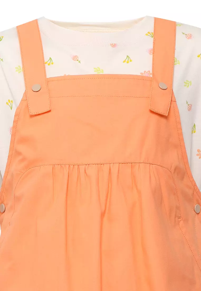 Pito Dito Girl Arepa Overall Dress Pendek Anak Orange - Size 14