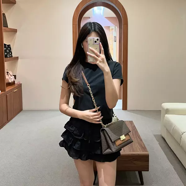 Tas MICHAEL KORS MK CECE MONOGRAM BROWN GHW CHAIN FLAP SHOULDER BAG 100% ORIGINAL