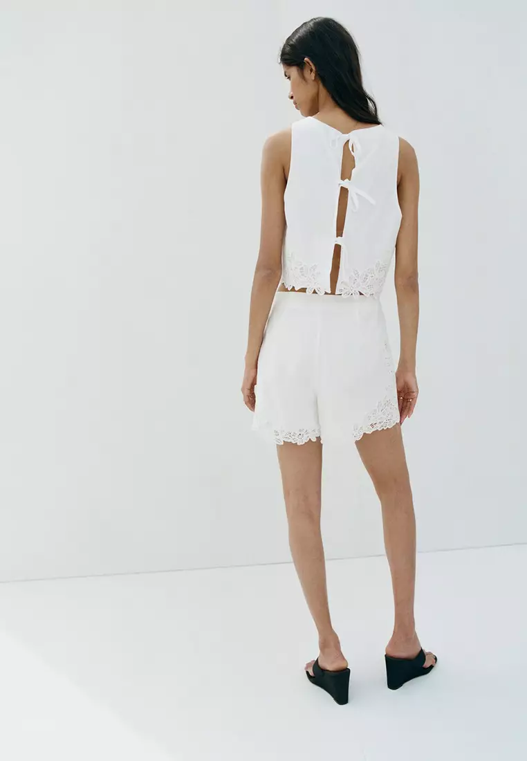 Embroidered Openwork Shorts