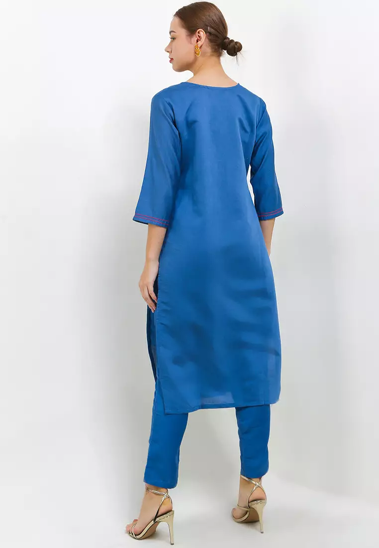 Chanira Festive Raya Tunic Set-Blue