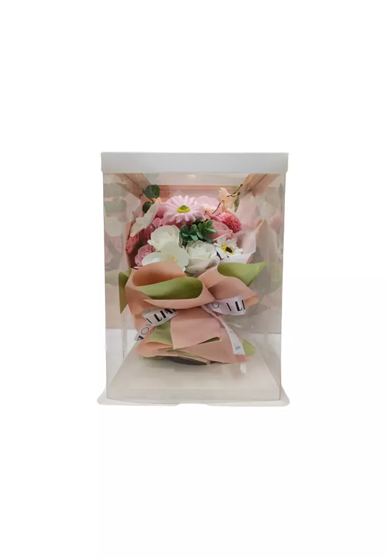 Rose Carnation Soap Flower Bouquet with Box Valentine Sweet Gift