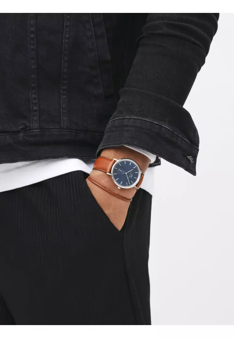 Classic Multi-Eye 40mm St Mawes Arctic Silver Blue Dial - Multi Eye Watch for men - Stainless Steel Leather Strap Watch - Fashion Watch - DW Official - Authentic